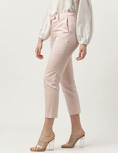 Image of Marks & Spencer Womens Cotton Mix Slim Fit Cropped Trouser (L), Pink
