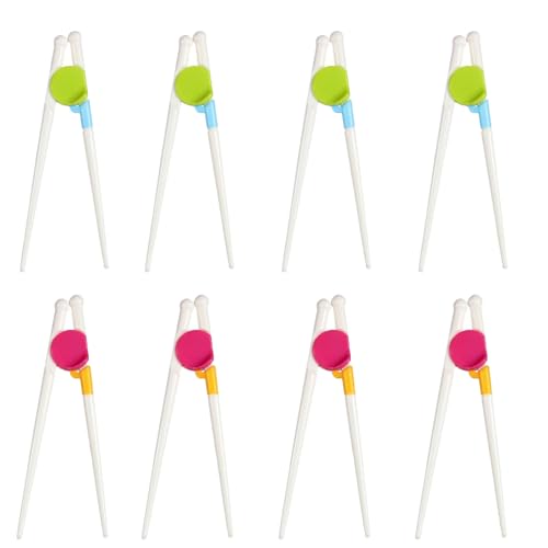 JCKD 8 paia di bacchette per bambini, bacchette riutilizzabili di apprendimento, bacchette stile cinese con bacchette di allenamento in silicone, adatte a principianti, adulti, anziani e bambini