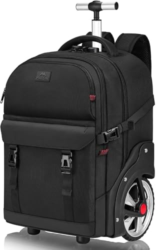 MATEIN Sac Dos Roulettes 17 Pouces avec 2 Roues, Grande Capacité avec Cadenas à Combinaison, 2 en 1 Trolley Résistant et Anti-vol, Hommes Adulte Cartable...