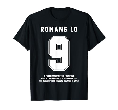 Romans 10:9 Bible Verse Team Sports Jersey Christian T-Shirt