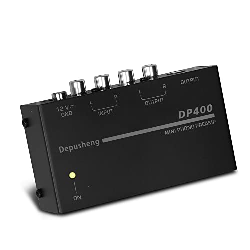 Phono Turntable Preamp, Mini Electronic Audio Stereo Phonograph Preamplifier，Separate Dc 12V Power Adapter, Rca Input, Rca Output & Low Noise,Portable-Depusheng Pp400, Black #TOP1