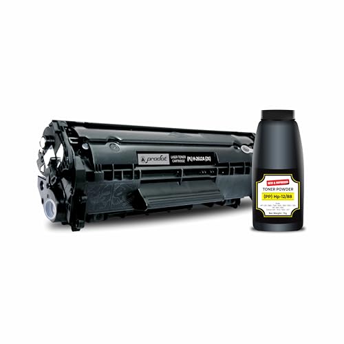 Image of ProDot 12A Toner Cartridge & Powder Set Replaces HP Q2612A Canon 303 /703 /FX-9 /FX-10 Compatible with HP 1010-1020 /1315-3030 Canon LBP2900 /3000 /L100 I 1500 Page Yield I 1 Yr Warranty (1 Set)