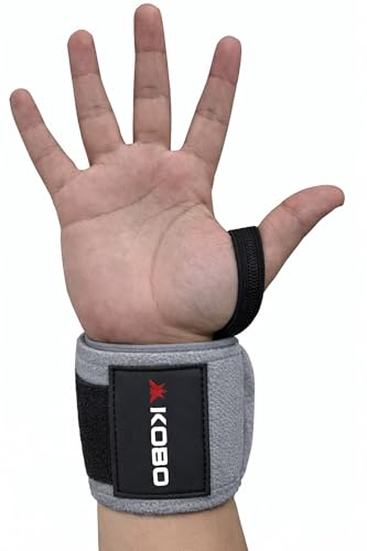 Image of Kobo Camouflage Grey Wrist Wraps with Thumb Loop - Professional Wrist Support Braces for Men & Women - Weight Lifting Cross Fitnesspowerliftingstrength Training