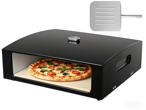 Grill Top Pizza Oven Kit Portable Pizza Maker Set with Pizza Peel and Cordierite Stone Outdoor Baking Oven for Backyard Homemade Pizzas BBQ Pizza Accessory for Gas/Charcoal Grill