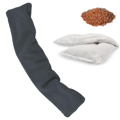 FISHTEC - Tour de cou chauffant - Graines de lin et lavande, micro-ondes, chaud/froid, housse amovible et lavable, 43 cm - Soulagement cervical et détente