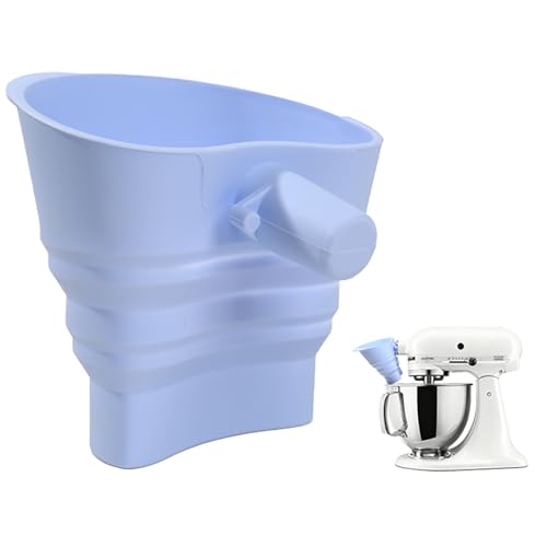 Flour Funnel for Kitchen Aid Mixer, Durable Anti-Splash Mixer Flour Funnel for Tilt-Head 4.5–5 Qt (KSM150), Easy Pour No-Mess Attachment, Dishwasher-Safe Baking Tool (Blue)