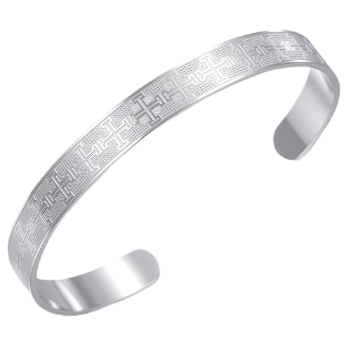 VASSAGO Bracelet avec pendentif en forme de croix de Jérusalem en acier inoxydable Déclaration religieuse Amulette de prière médiévale Cadeau pour homme...