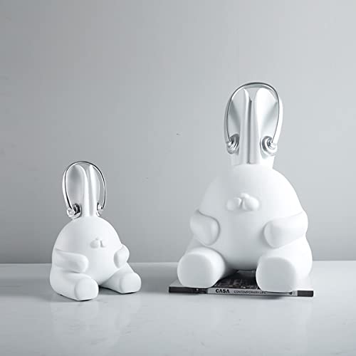 Sculpture lapin blanc en résine moderne pour déco salon - 4