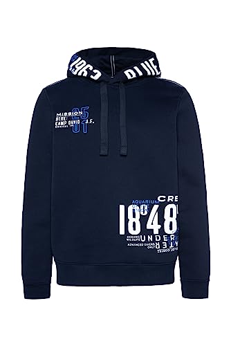 Camp David Herren Kapuzensweatshirt mit Label Prints Blue Navy XXXL
