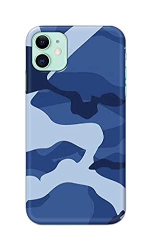 Image of Printed Hard Back Cover Case for Apple iPhone 11 Back Cover (Army Blue Pattern) -702