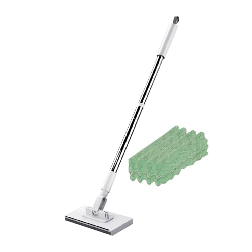 Escoba De Polvo Para Limpieza De Suelos | Con Un trapeador de cabeza giratoria de 360 grados,trapeador plano con 2 piezas almohadillas reutilizables | Para el hogar Laminado Salón Pasillo Cocina