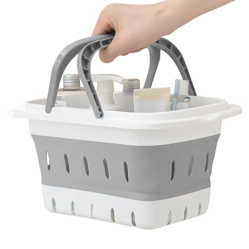 Cesta de ducha para dormitorio, bolsa de baño plegable con asa, organizador de ducha portátil para gimnasio, hogar, dormitorio, universidad, apartamento, caravana, camping