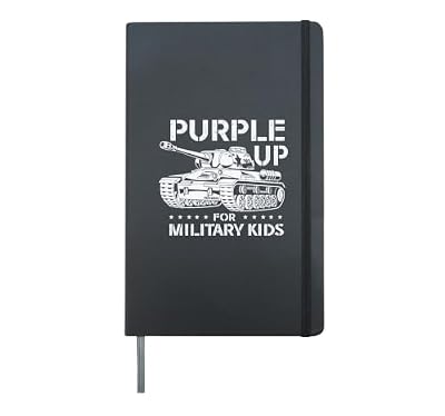Purple Up Military Strong Child Kids Support Appreciation Hardcover Journal, Black