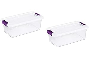Sterilite 6 Qt Clear Latch Bins with Sweet Plum Handles (2-Pack)