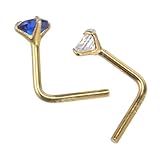 DEARMAMY 2 Piezas Forma Pendientes Nariz con Circonita Redonda Blanca Joyas Piercing para Mujeres Resistente y Antialérgico Diario y Fiestas