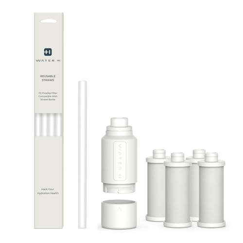 WATERH PureSip Adapt Water Bottle Straw Replacement and Filter, Stainless Steel Tumbler with Straw for WATERH Vita Bottle, Simple Modern, Owala, Stanley, Hydro Flask(4 Filter + 5 Straws)