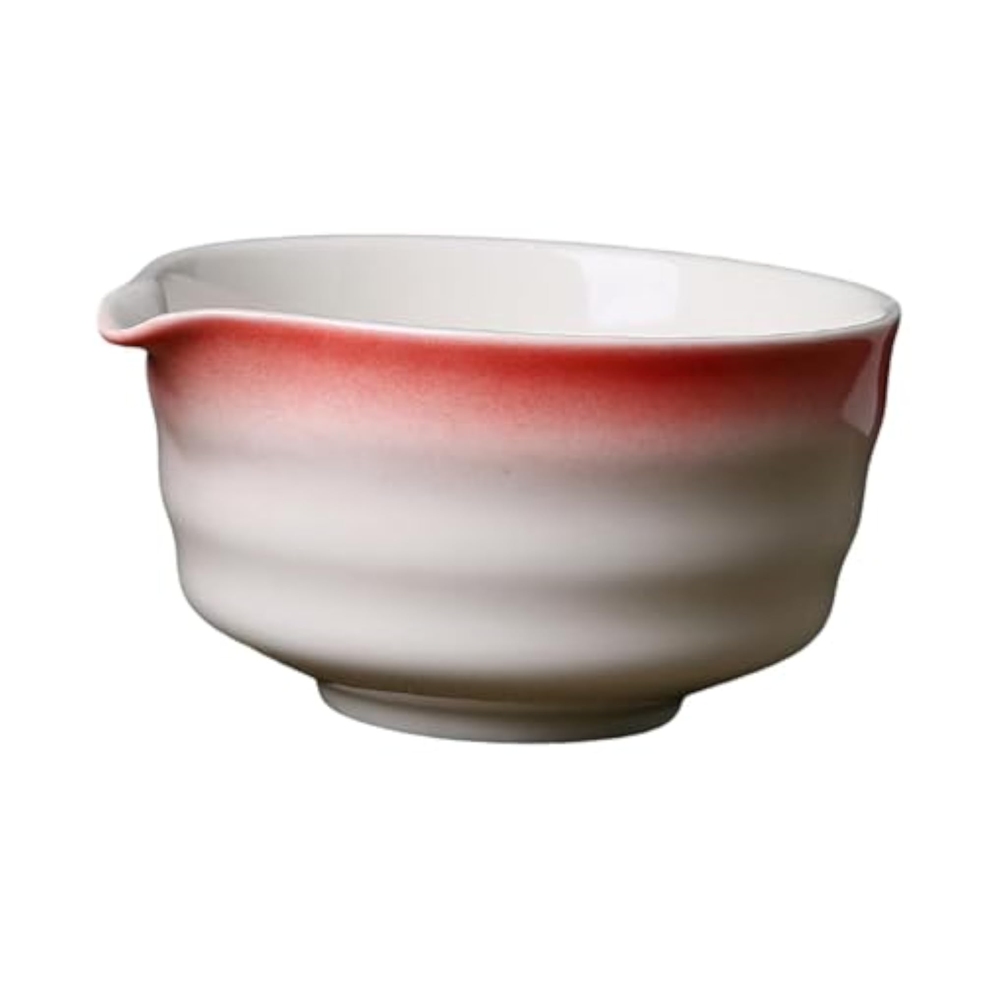 Ceramic Matcha Bowl with Spout 450ml for Friends, Red
