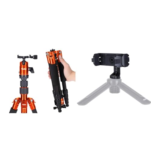 Rollei Compact Traveler No. 1 - leichtes Reisestativ aus Aluminium & Smartphone-Halterung II, professionelle Handy-Halterung