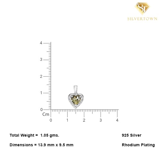 Image of SILVERTOWN 925 Silver Celestial Grace Heart Pendant Necklace | Hallmarked | White Rhodium Plated | Gift For Women and Girls