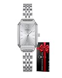 CIVO Reloj Mujer Acero Inoxidable: Reloj Pulsera Plata Analógico Pequeño Casual - Relojes Mujer Cuarzo Impermeable Rectangular - Regalos Moda para Señora