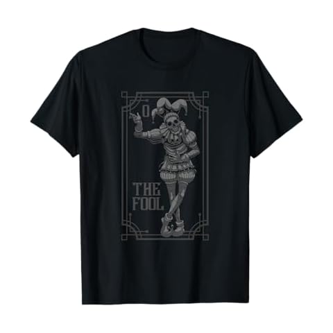 Tarot Card Shirt Jester The Fool Satanic Pagan Occult Gypsy T-Shirt Cover