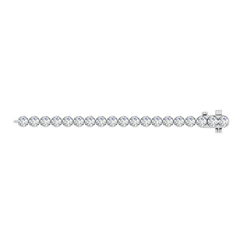 Image of 1 to 6 Carat Prong Set Round Cut Natural Diamond Tennis Bracelet for Women in 14K Gold (7 Inch) (I1-I2 Clarity)