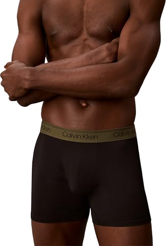 Calvin Klein Herren-Boxershorts, Schwarz/Bronze Flash Wb/Schwarz/Oliv, M – Ansicht 4