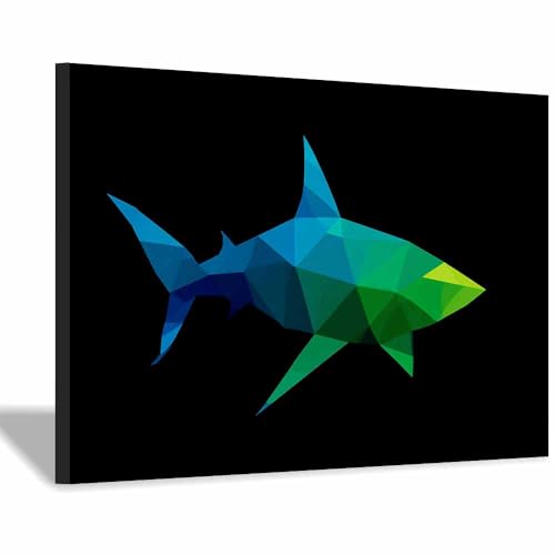 Toile requin géométrique pour décorer un bureau ou grand salon