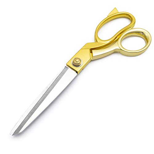 SUNLAND Professional Stainless Steel Heavy Duty Tailor Scissors (10 inch, gold hadle)