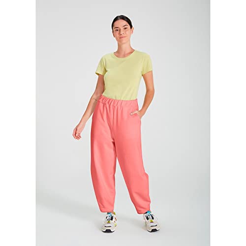 Calça Básica De Moletom Feminina Cintura Alta Slouchy Rosa M