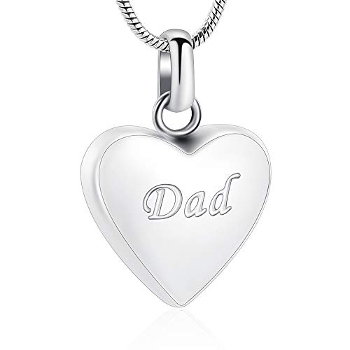 Cremation Urn Necklace for Ashes - Small Heart Shape Urn Necklace with Mini Keepsake Urn Memorial Ash Jewelry (Steel-1)