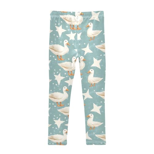 White Duck Star Girls Leggings Ultra Soft Compression Yoga Gym Pants for Kids 4-10T2