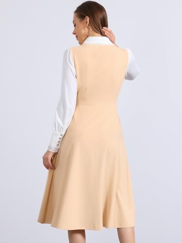 Image of Allegra K Gothic Overall Dress for Women's Lace Trim Midi Dress