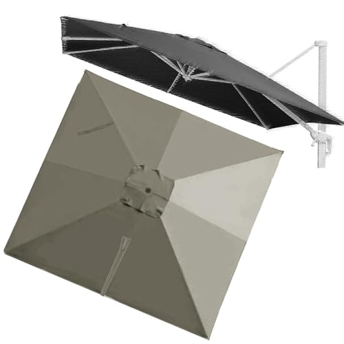 VLKLPZAHAK Rechteckig Sonnenschirm Ersatzdach 250x250cm Ampelschirm Terrassenschirm Ersatzstoff Marktschirm 8 Rippen Gartenschirm Ersatz Baldachin(Light Grey,2.5x2.5m (8.2x8.2ft))