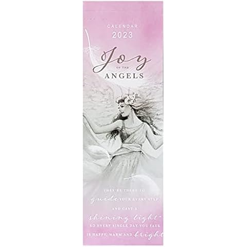 UK Souvenirs And Gifts 2023 Mini Bookmark Calendar Angels Inspirational Quotes Fantasy 14.8cm x 5.5cm Book Diary Purse Bag, Multicoloured Cover