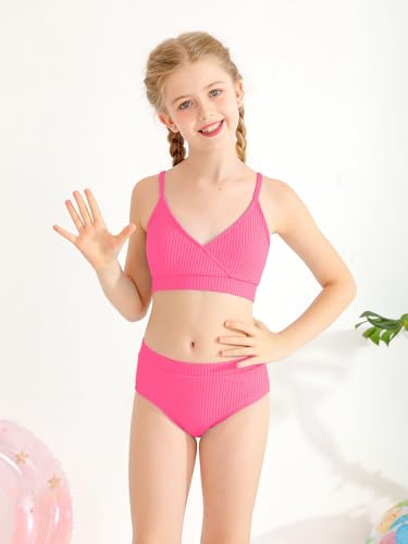 Image of Girl's 2 Piece Swimsuit Solid Spaghetti Strap Bikini Sets Beach Bathing Suit Swimwear for Teen Girls