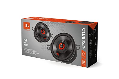 JBL Club 322F 2-vägs bilhögtalarset från Harman Kardon – 75 watt Pro Sound bilhögtalare lådor 87 mm, svart