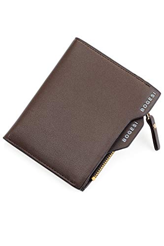 Suvimuga Cartera Delgada Para Hombre Cartera Minimalista Bifold Monedero Con Tarjetero Extraíble Marrón One Size