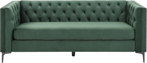 Image of Chesterfield Traditional 3 Seater Luxury Sofa Loving Sofa Button Tufted for Living Room, Guest Room, Bedroom, and Your Loving Space (Dark Green)