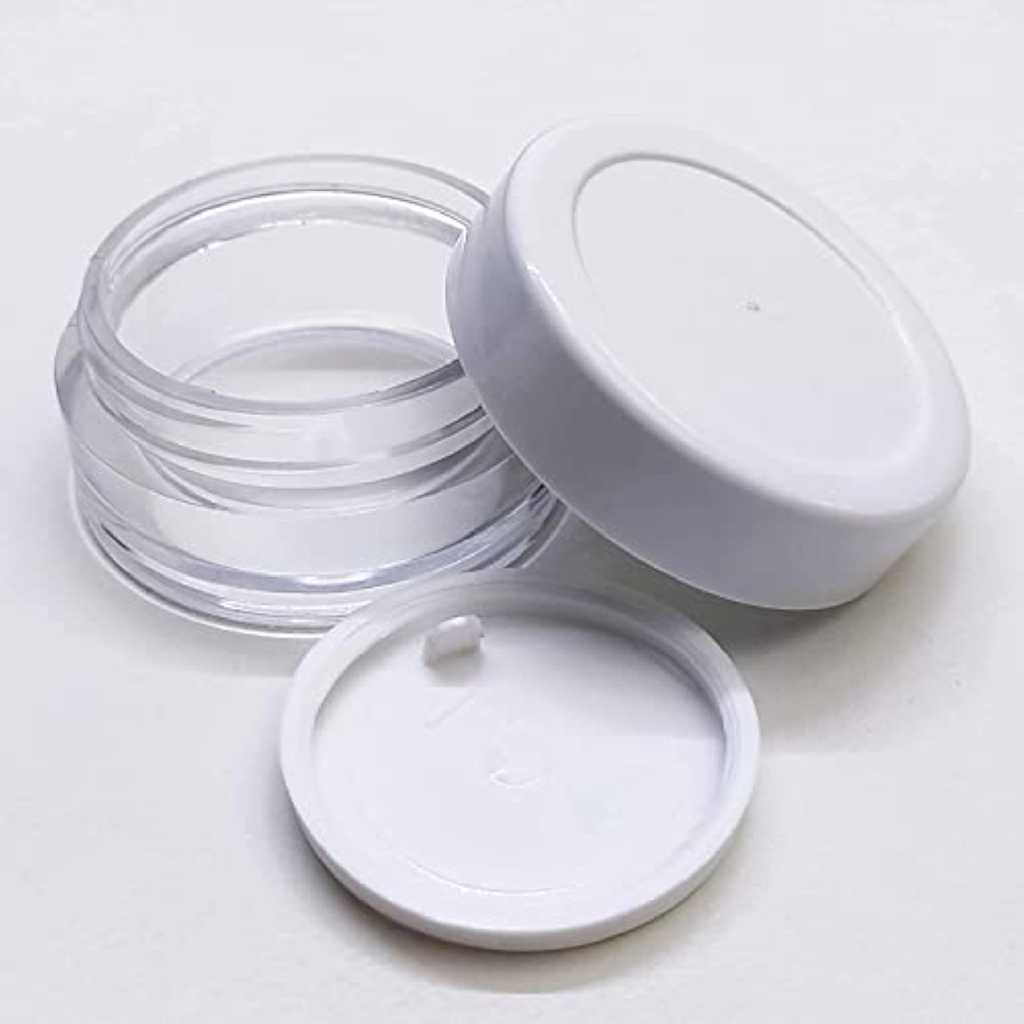 6pcs Acrylic 15gram Black | White Cap Glass Transparent Combo Jars