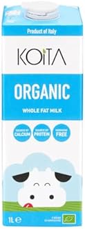 Koita Organic Whole Milk 1L - Premium Italian Milk Enriched With Vitamins A & D3, 3.7% Fat Content, EU Certified Organic