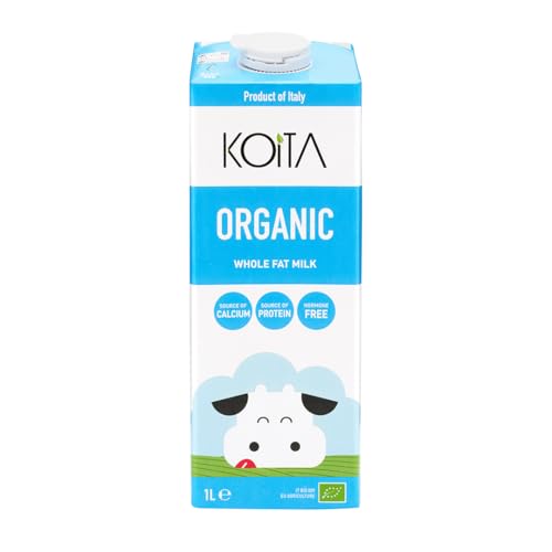 Koita Organic Whole Milk 1L - Premium Italian Milk Enriched With Vitamins A & D3, 3.7% Fat Content, EU Certified Organic