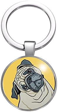 Genérico Chaveiro Pug Cachorro Unissex Adulto Cinza Prata