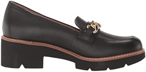 Naturalizer Womens Desi Chain Detail Platform Lug Sole Heeled Loafer,Black Leather,12W | Image 5