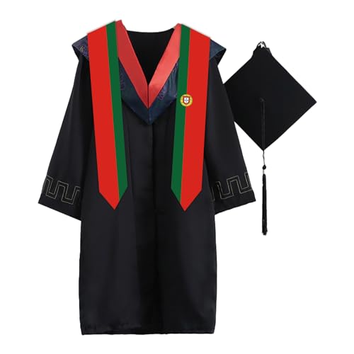 SNUWITH Portugal Flag Graduation Sash/Stole/Scarf 180X13CM Double Sided for Study Aboard International Students Graduation Decoration Item Gift