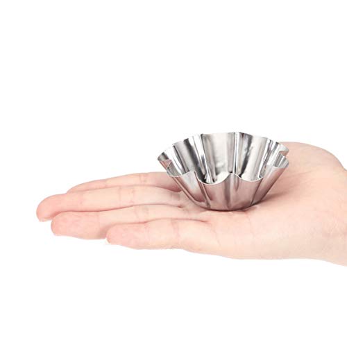 Doitool Baking Cup Cupcake Liners 12Pcs Delicate Stainless Steel Useful Tart Pans Flower Reusable Cupcake Muffin Baking Cup Mold For Kitchen(Silver) #TOP5