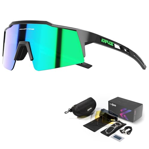 KAPVOE Polarisiert Fahrradbrille mit 4 wechselgläser TR90 Rahmen für...