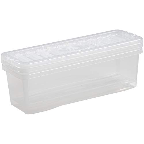 Pudełko do przechowywania o wysokości 18 cm – 3 sztuki na 52 płyty CD – pudełko do przechowywania z pokrywką – 60 x 20 x 18 cm – przezroczyste – można układać w stos – pudełko z tworzywa sztucznego – skrzynka do układania w stos – komoda pod łóżko