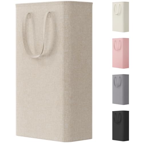 Image of Lifewit Slim Collapsible Laundry Basket with Handles, 65L, Beige