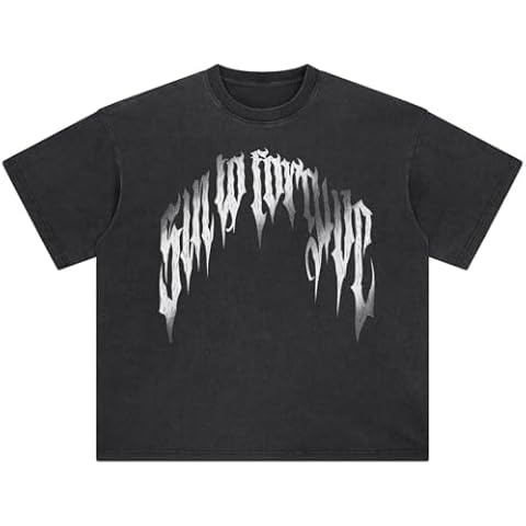 Rapidstreet Unisex Streetwear Tee Shirt Men Gradient Shadow Letters Graphic T-Shirt (X-Large) Cover